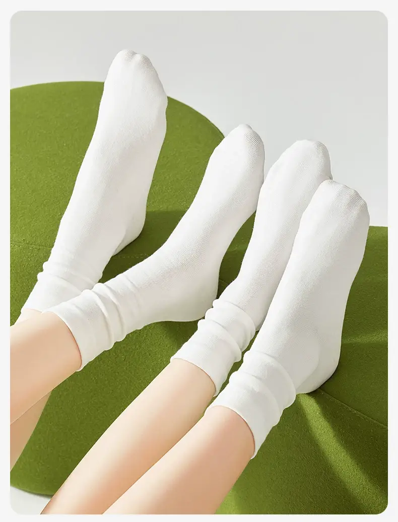 100% Pure Cotton White Socks for Women, Autumn and Winter Mid-Calf Socks, Odor-Resistant Slouch Socks, Seamless Maternity Long Socks, All-Cotton Antibacterial — feature 15