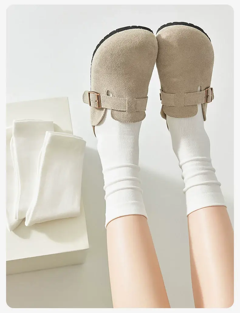 100% Pure Cotton White Socks for Women, Autumn and Winter Mid-Calf Socks, Odor-Resistant Slouch Socks, Seamless Maternity Long Socks, All-Cotton Antibacterial — feature 16