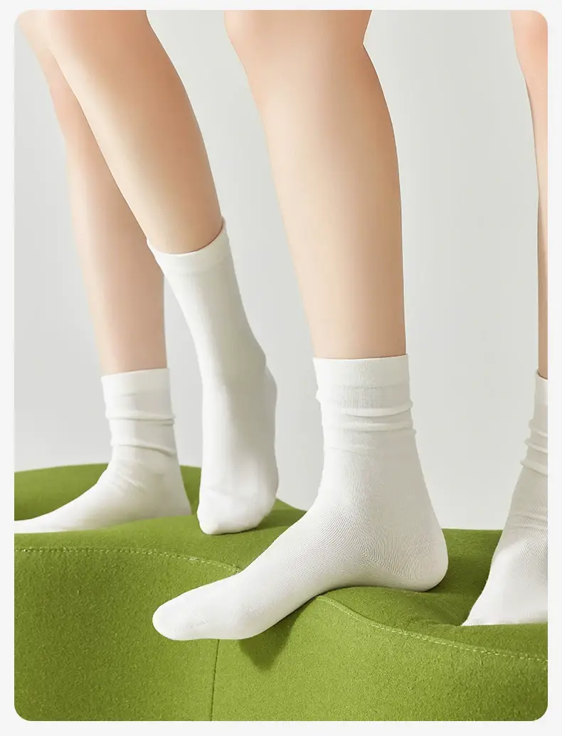 100% Pure Cotton White Socks for Women, Autumn and Winter Mid-Calf Socks, Odor-Resistant Slouch Socks, Seamless Maternity Long Socks, All-Cotton Antibacterial — feature 17