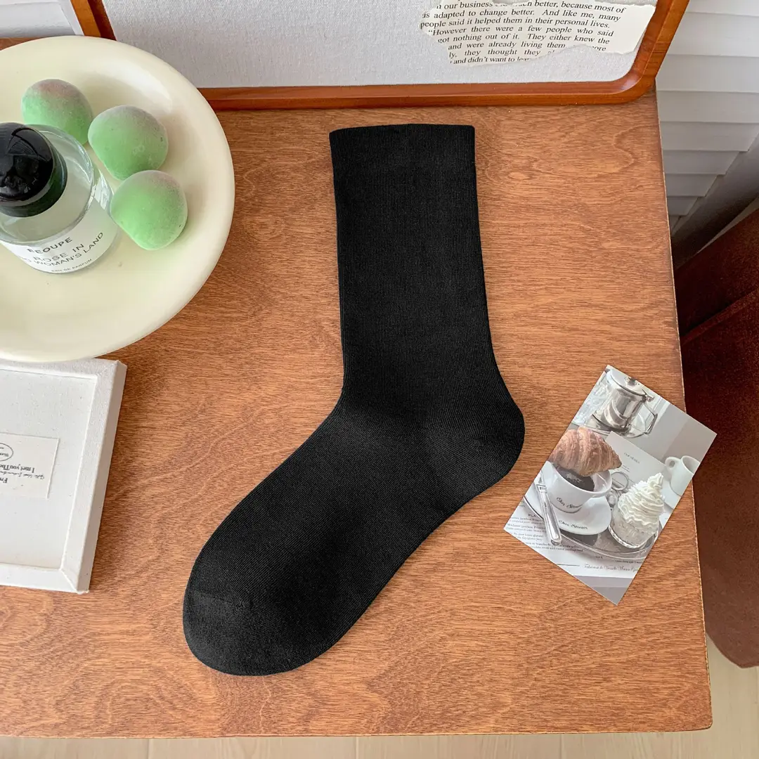 100% Pure Cotton White Socks for Women, Autumn and Winter Mid-Calf Socks, Odor-Resistant Slouch Socks, Seamless Maternity Long Socks, All-Cotton Antibacterial