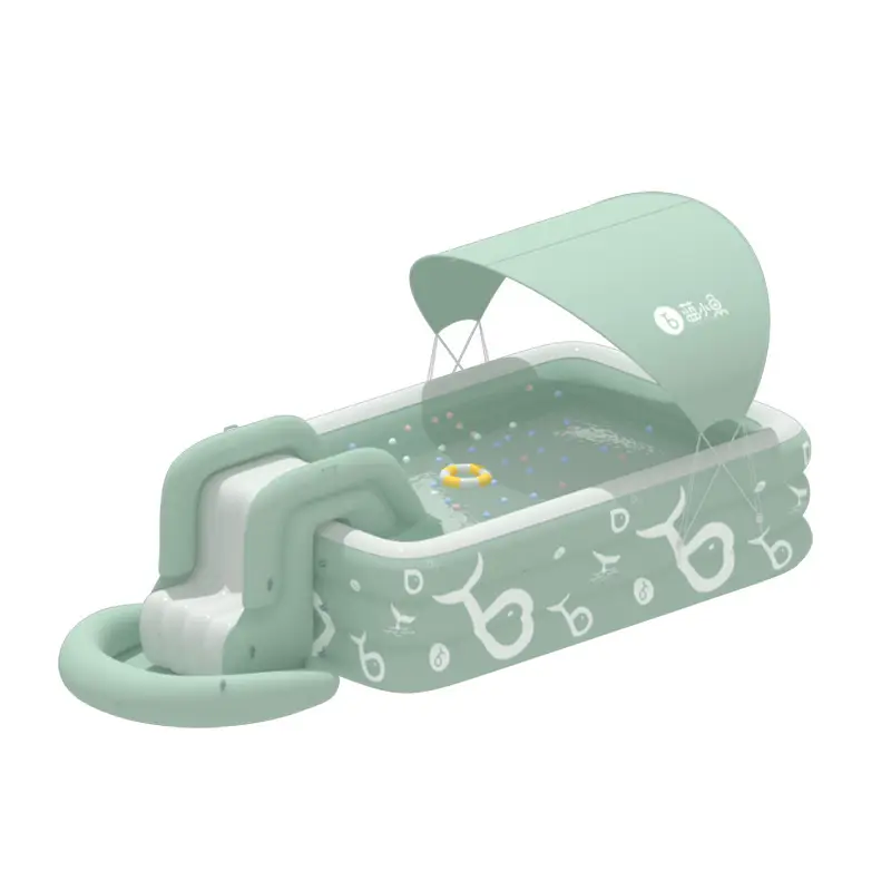 Summer Sunshade Slide Inflatable Swimming Pool for Children, Thickened Family Water Pool, Baby Outdoor Large Inflatable Swimming Pool