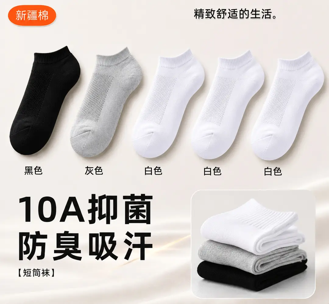 Men's Pure Cotton Socks, Odor-Resistant, Sweat-Absorbent, Summer Style, Trendy Black, White, Gray, Thin, Short and Long Tube Socks, Sports Socks for Men and Women