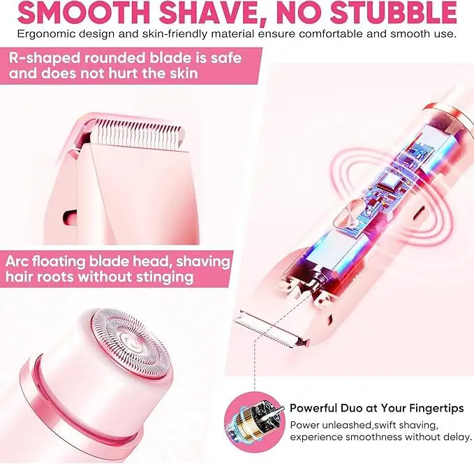 Cross-Border Amazon Hot-Selling Electric Double-Head Hair Removal Device for Women, Private Area Shaver, Hair Trimmer, Hair Clipper Wholesale — feature 11