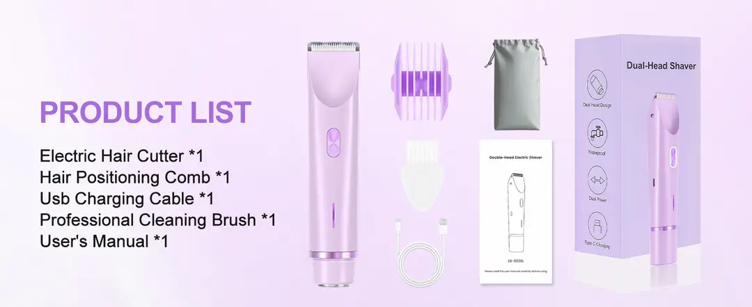 Cross-Border Amazon Hot-Selling Electric Double-Head Hair Removal Device for Women, Private Area Shaver, Hair Trimmer, Hair Clipper Wholesale — feature 8