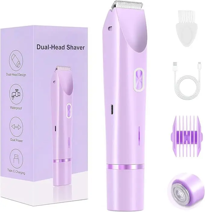 Cross-Border Amazon Hot-Selling Electric Double-Head Hair Removal Device for Women, Private Area Shaver, Hair Trimmer, Hair Clipper Wholesale