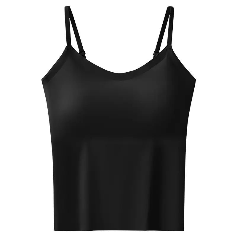 6617 All-In-One Camisole with Fixed Cups, Seamless Versatile Tank Top, Simple V-Neck, Gathers and Supports the Side Breasts, Non-Curling Edges — feature 6