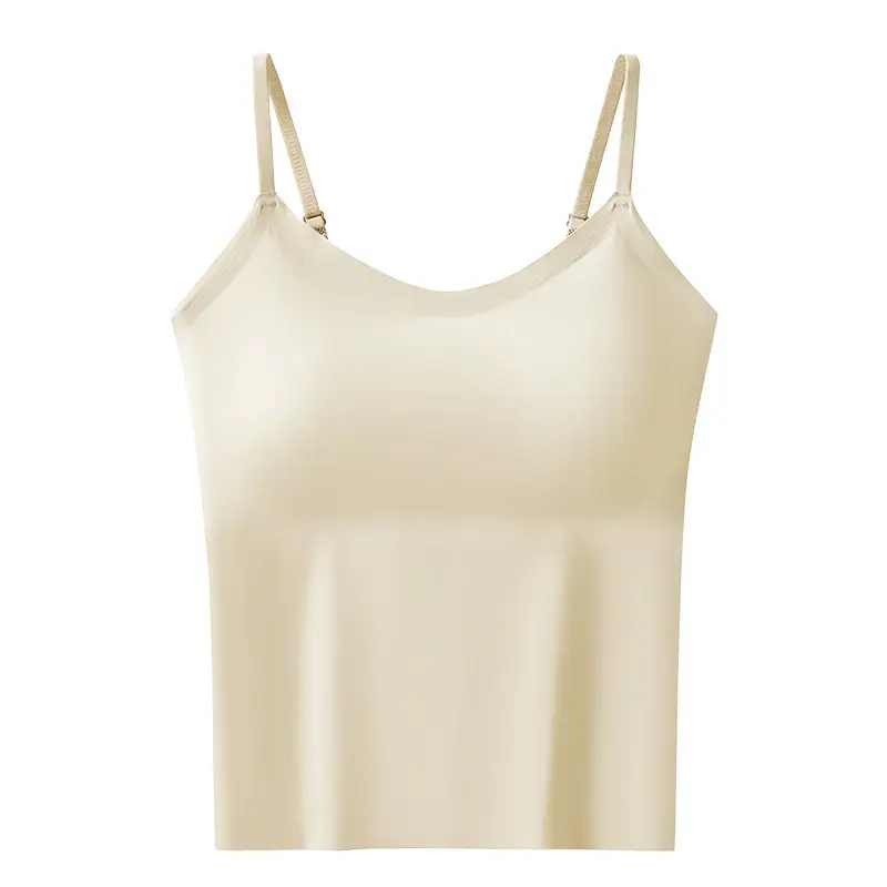6617 All-In-One Camisole with Fixed Cups, Seamless Versatile Tank Top, Simple V-Neck, Gathers and Supports the Side Breasts, Non-Curling Edges — feature 7
