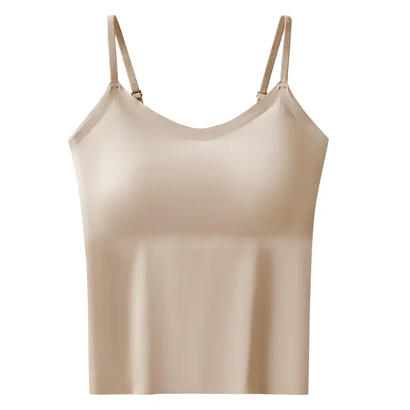 6617 All-In-One Camisole with Fixed Cups, Seamless Versatile Tank Top, Simple V-Neck, Gathers and Supports the Side Breasts, Non-Curling Edges — feature 8