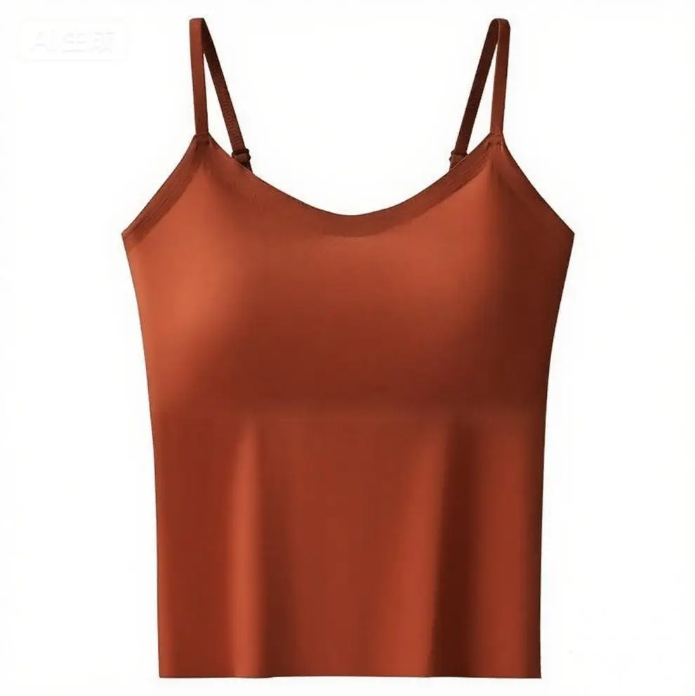 6617 All-In-One Camisole with Fixed Cups, Seamless Versatile Tank Top, Simple V-Neck, Gathers and Supports the Side Breasts, Non-Curling Edges — feature 9