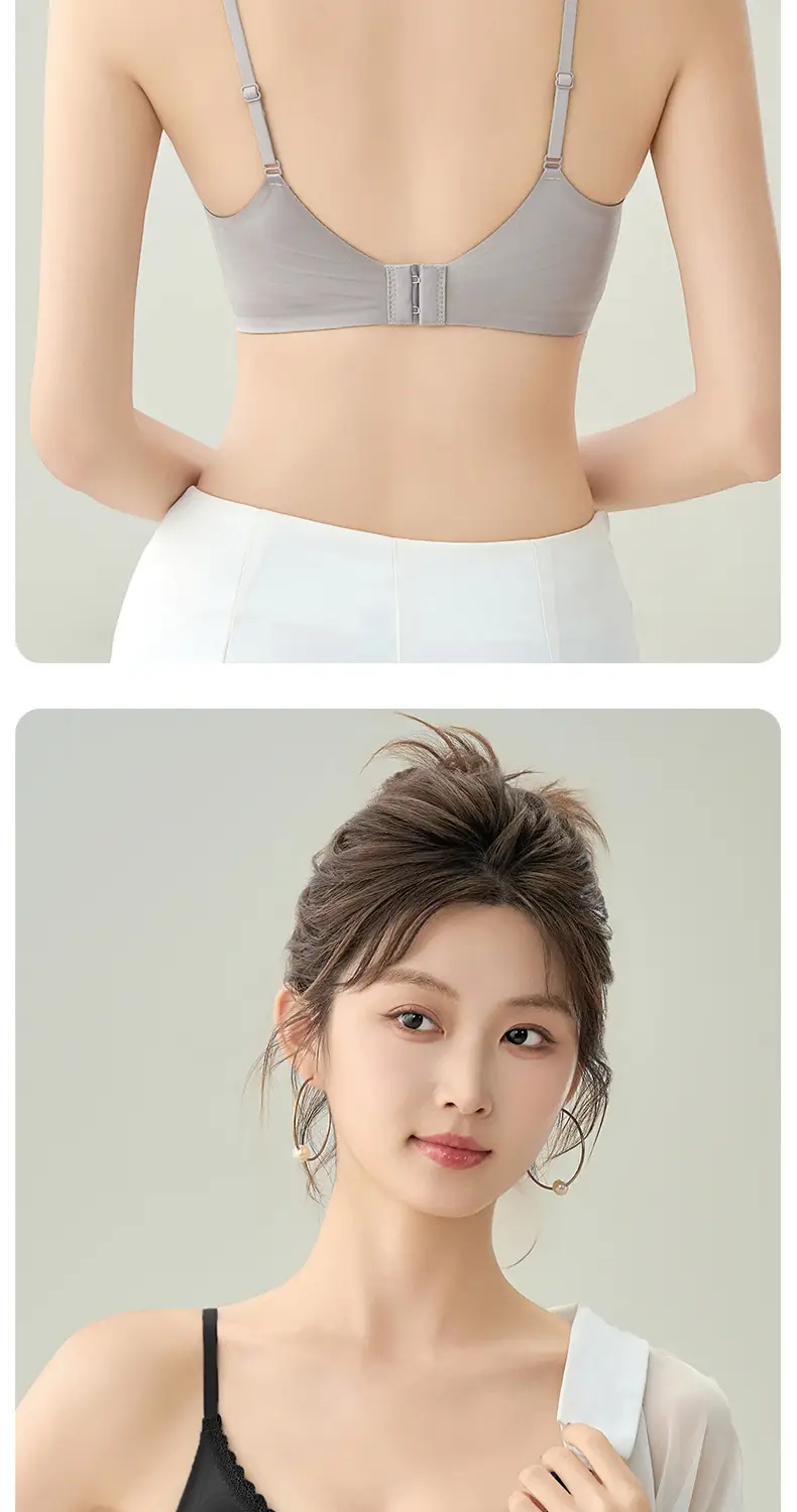 French-Style Seamless Soft Support Satin Anti-Sagging Bra for Small Busts, Lightweight, Soft, Comfortable, Thin Style for Women — feature 18