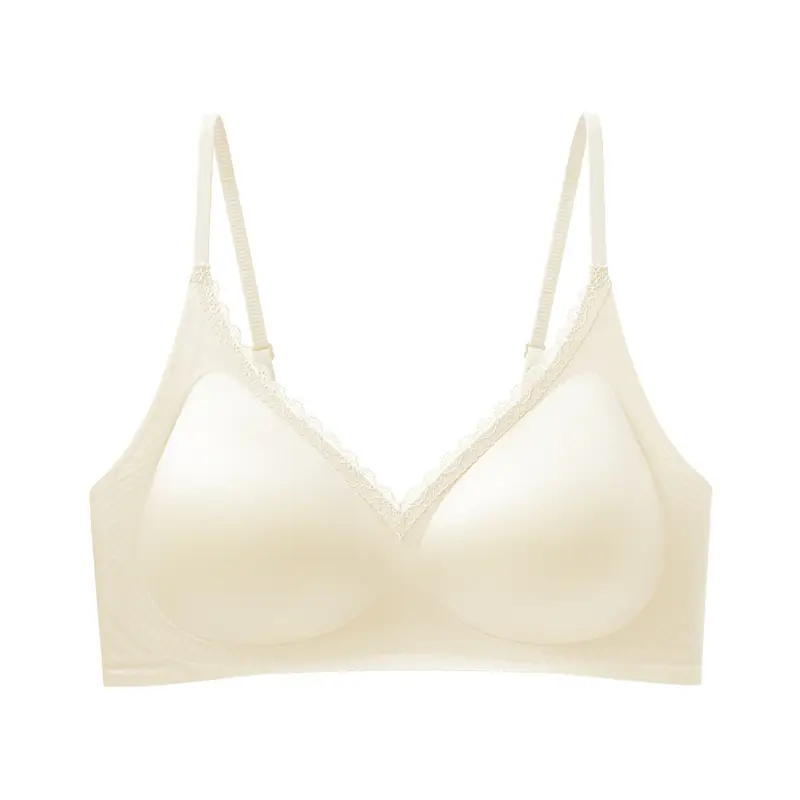French-Style Seamless Soft Support Satin Anti-Sagging Bra for Small Busts, Lightweight, Soft, Comfortable, Thin Style for Women