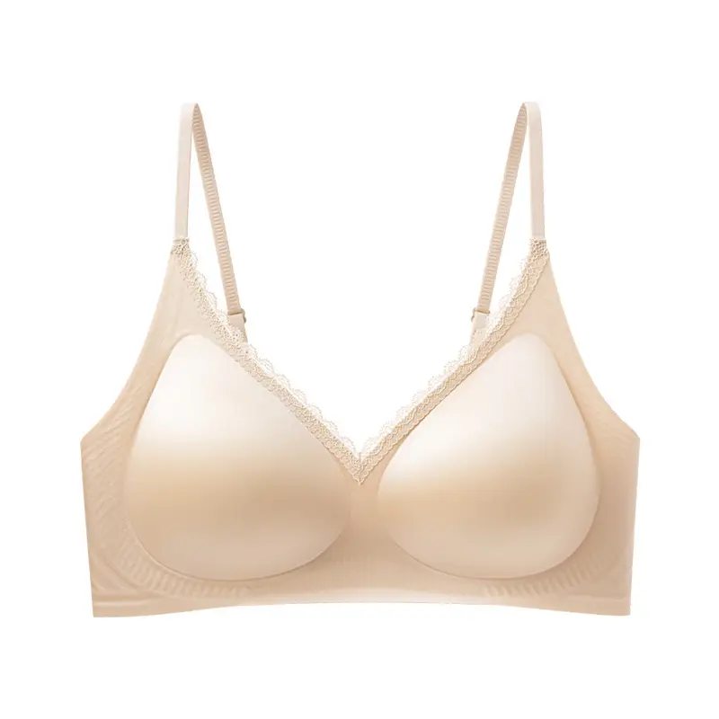 French-Style Seamless Soft Support Satin Anti-Sagging Bra for Small Busts, Lightweight, Soft, Comfortable, Thin Style for Women