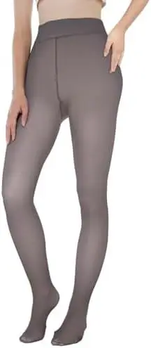 Black Translucent Pantyhose Leggings with Fleece Lining, Tight-Fitting Transparent Women's Tights - Faux Semi-Transparent Thermal Pantyhose