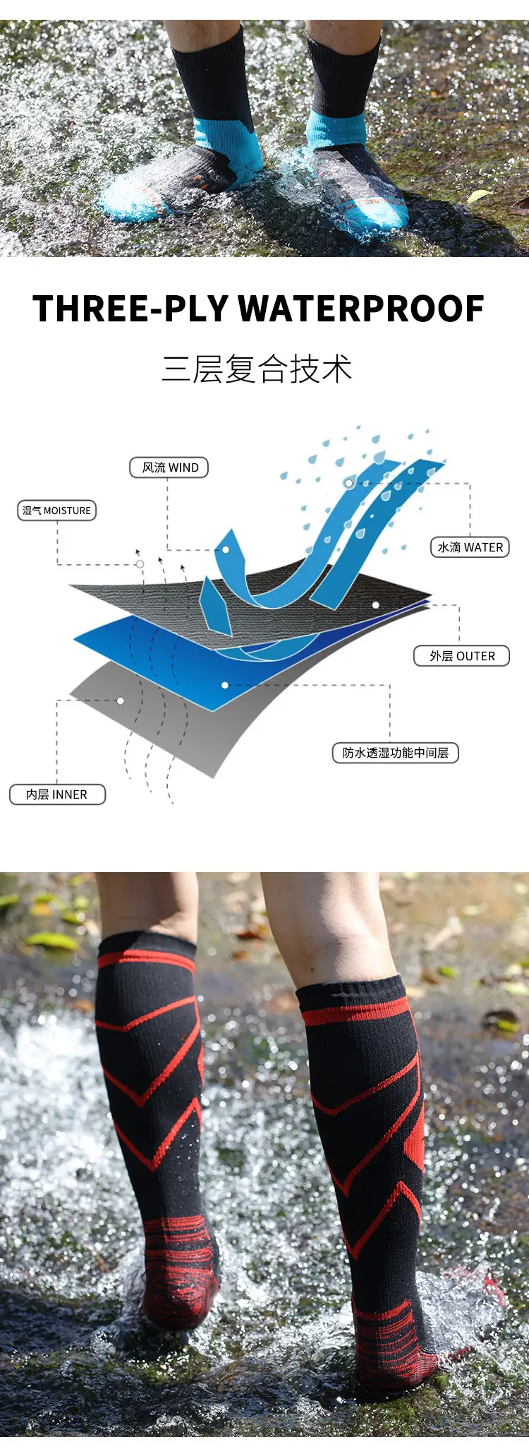 Outdoor River-Tracing Socks for Men, Breathable Ski Warm Waterproof Socks, Sand-Proof and Wear-Resistant Sports Wading Socks for Women, Spring and Summer Hiking Socks — feature 4