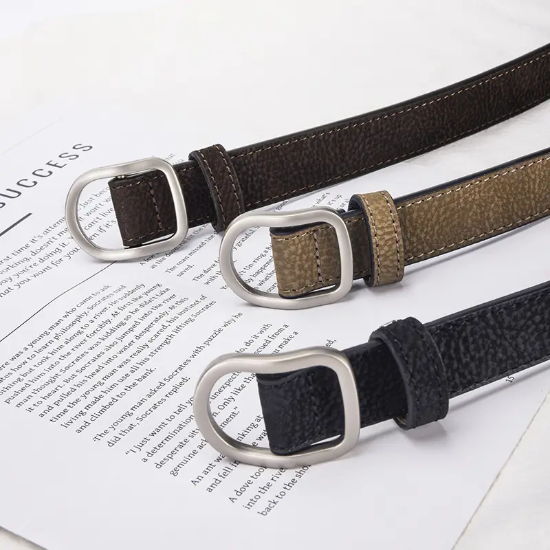 D-Shaped Smooth Buckle No-Punch Leather Belt for Women, Korean Style Fashion Simple Jeans Belt Versatile Decorative Belt - Image 5