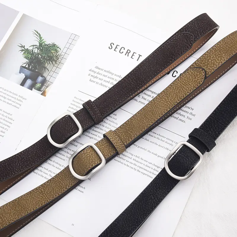 D-Shaped Smooth Buckle No-Punch Leather Belt for Women, Korean Style Fashion Simple Jeans Belt Versatile Decorative Belt - Image 6