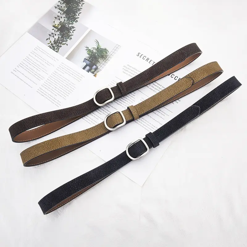 D-Shaped Smooth Buckle No-Punch Leather Belt for Women, Korean Style Fashion Simple Jeans Belt Versatile Decorative Belt - Image 7