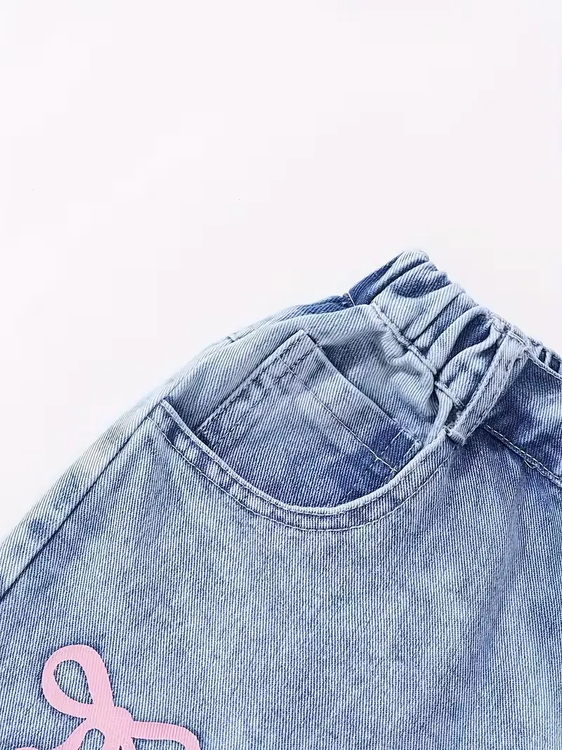 Cross-Border Girls' Spring and Autumn Jeans New Style for Older Children, Loose Casual Straight-Leg Pants, Stylish Versatile Wide-Leg Pants for Kids