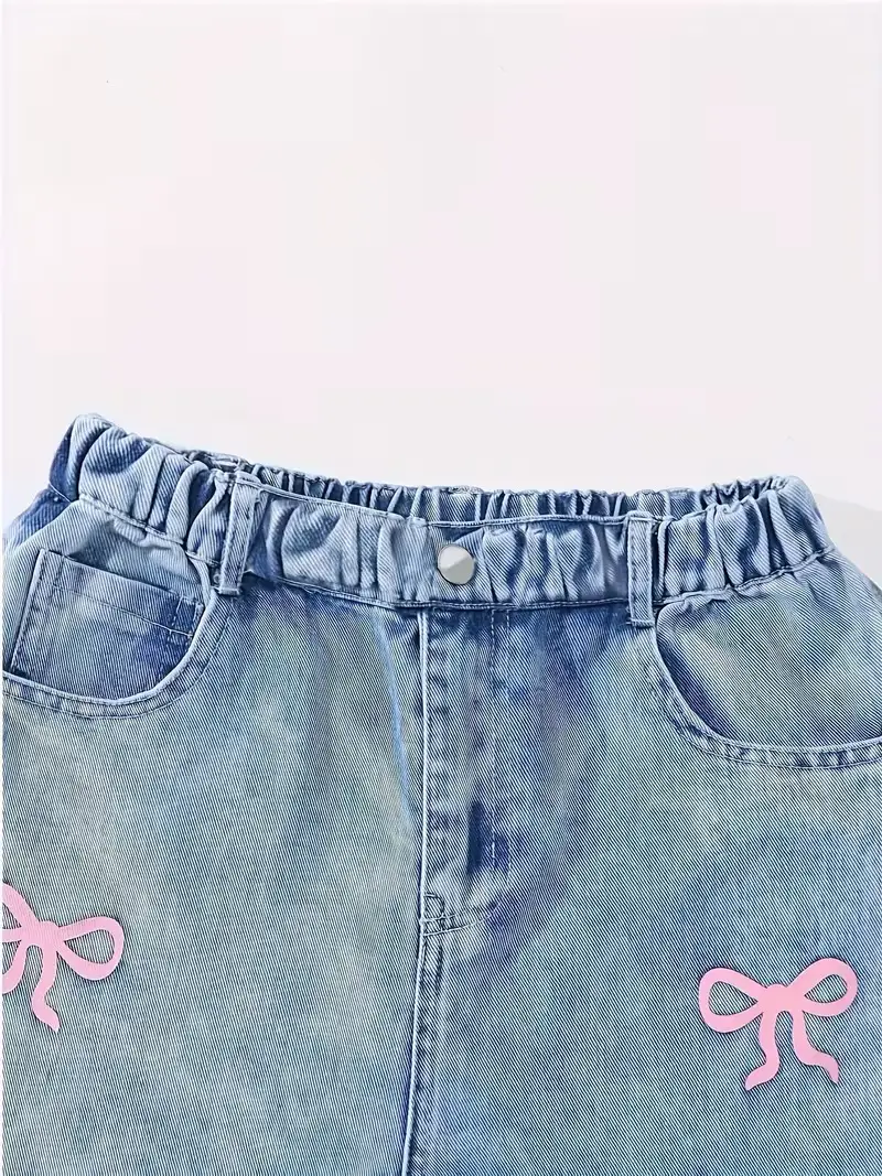 Cross-Border Girls' Spring and Autumn Jeans New Style for Older Children, Loose Casual Straight-Leg Pants, Stylish Versatile Wide-Leg Pants for Kids