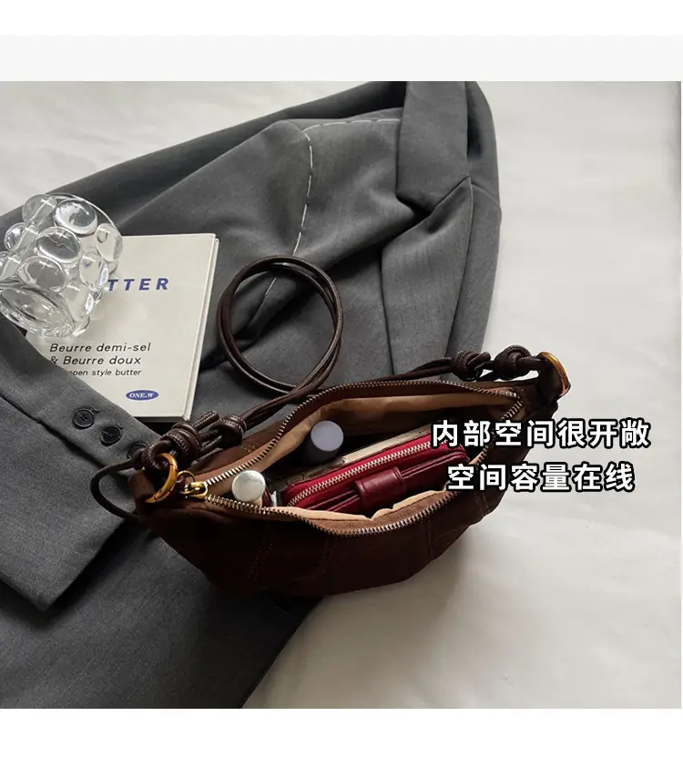 Fashionable Crossbody Bag for Women, Versatile Dumpling Bag, 2025 New Retro Matte Leather Internet Celebrity Hot-Selling Women's Shoulder Bag — feature 7