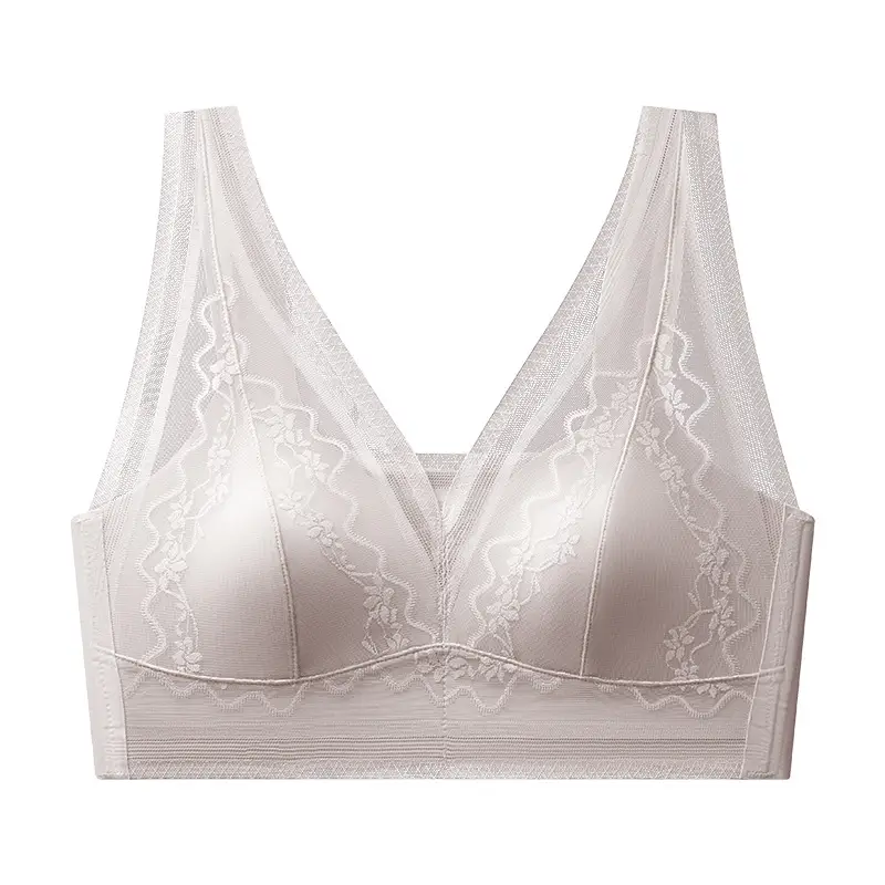 French-Style Bunny Ear Lingerie for Women, Large Bust Minimizing, Sexy Deep V, Seamless Invisible, Lightweight Breathable Bra, Live Streaming Dropshipping