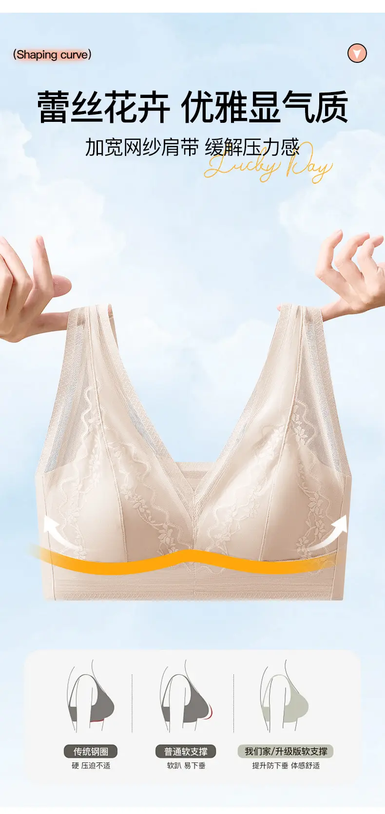 French-Style Bunny Ear Lingerie for Women, Large Bust Minimizing, Sexy Deep V, Seamless Invisible, Lightweight Breathable Bra, Live Streaming Dropshipping — feature 5