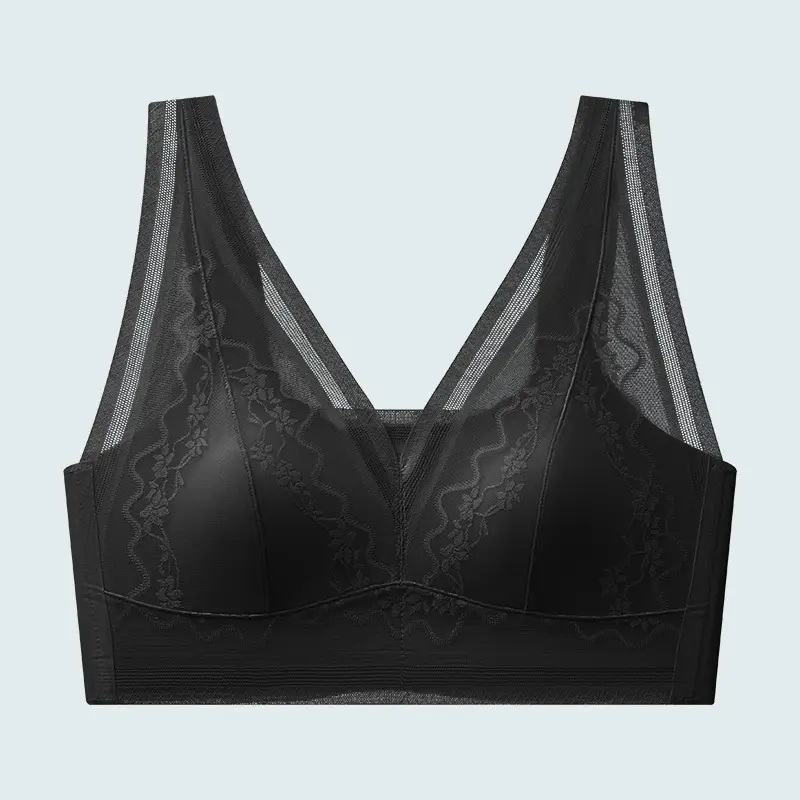 French-Style Bunny Ear Lingerie for Women, Large Bust Minimizing, Sexy Deep V, Seamless Invisible, Lightweight Breathable Bra, Live Streaming Dropshipping
