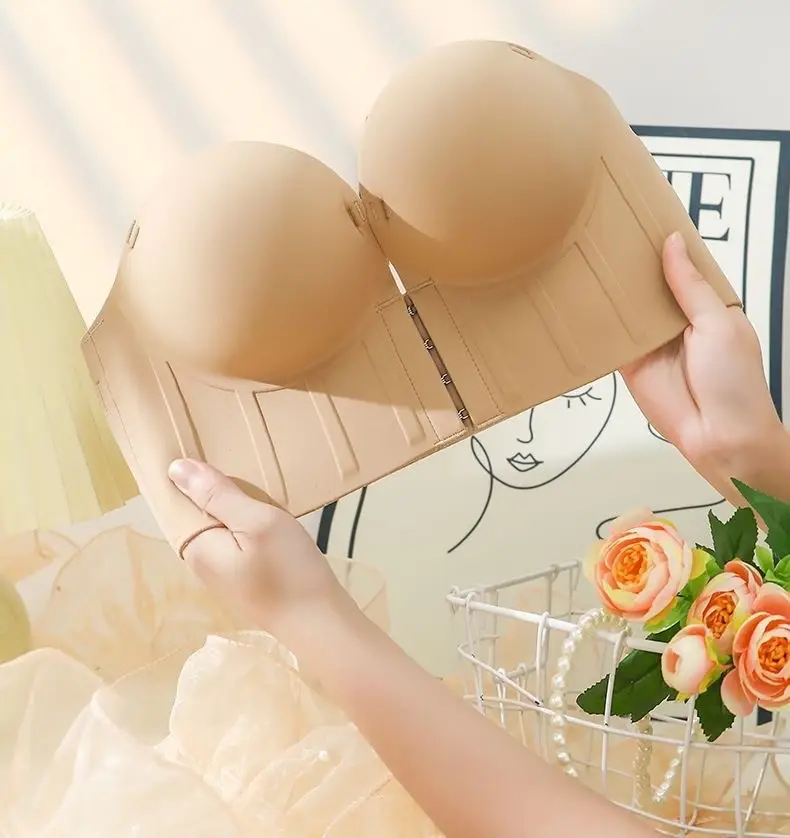 3D Rounded Cup Front-Clasp Extra-Large Thickened Wireless Bra, Sexy Lift-Up Seamless Large U Backless Bra — feature 25