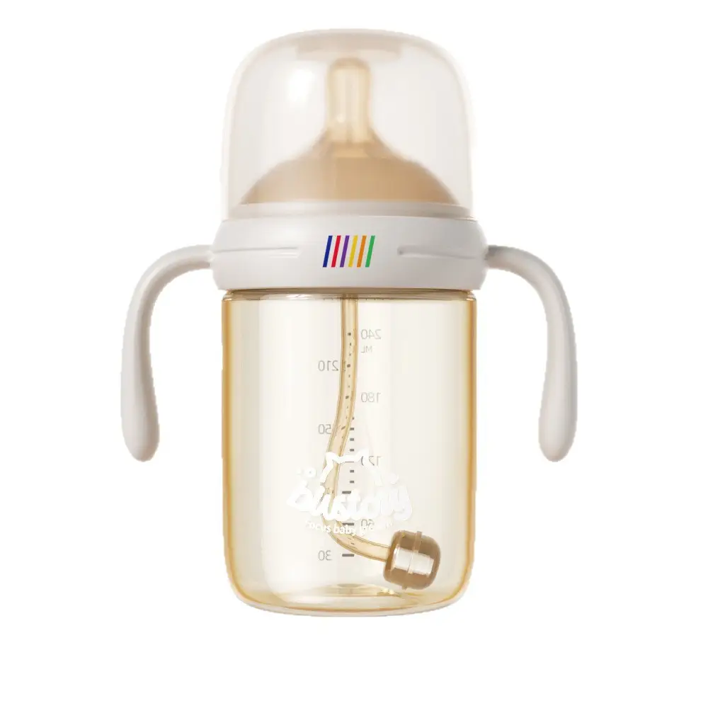 Baby Bottle Ppsu Direct Drinking Straw Cup for Infants and Young Children to Drink Water and Milk, Learn to Drink from the Cup, Anti-Fall, Suitable for 6 Months, 1-2-3 Years Old