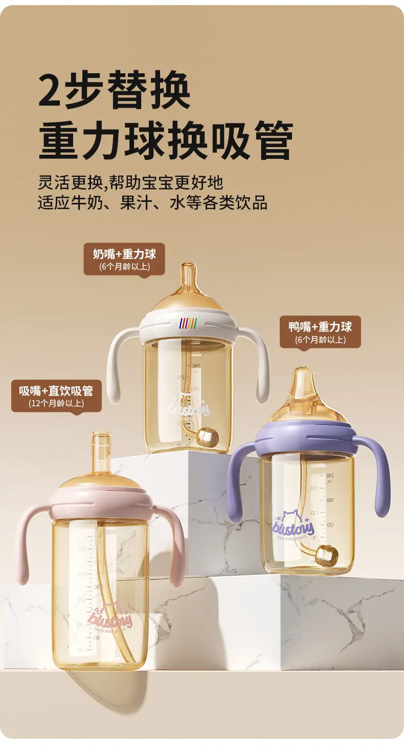 Baby Bottle Ppsu Direct Drinking Straw Cup for Infants and Young Children to Drink Water and Milk, Learn to Drink from the Cup, Anti-Fall, Suitable for 6 Months, 1-2-3 Years Old — feature 3