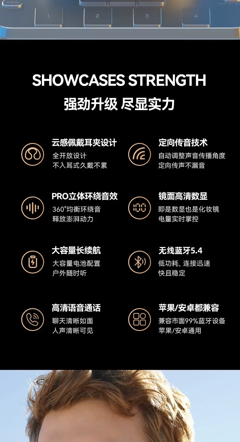 X51 Bone Conduction Wireless Bluetooth Headset 2026 New Ear Clip Ear-Hook Bluetooth Headset Cross-Border Wireless Headset — feature 11
