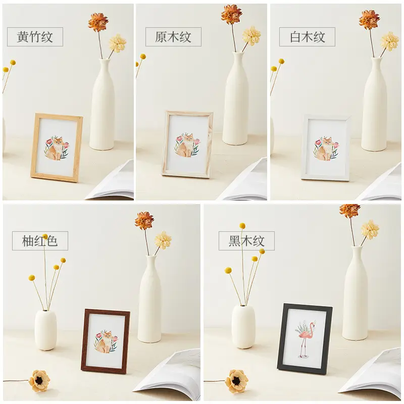 Simple Photo Frame Display Stand 56inch 7inch 8inch 10inch A4A3 Bedside Tabletop Decoration Wall-Mounted Photo Wall Wooden Picture Frame