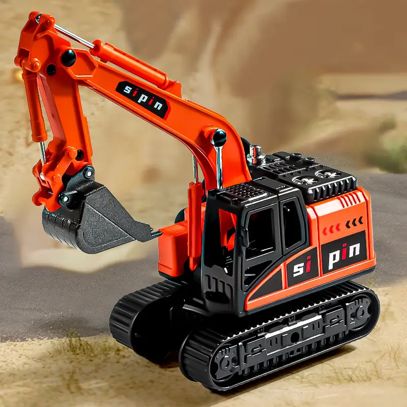 Inertia Alloy Hand-Cranked Excavator Construction Vehicle Toy for Boys, Digger, Bulldozer, Baby Model Ornament Gift