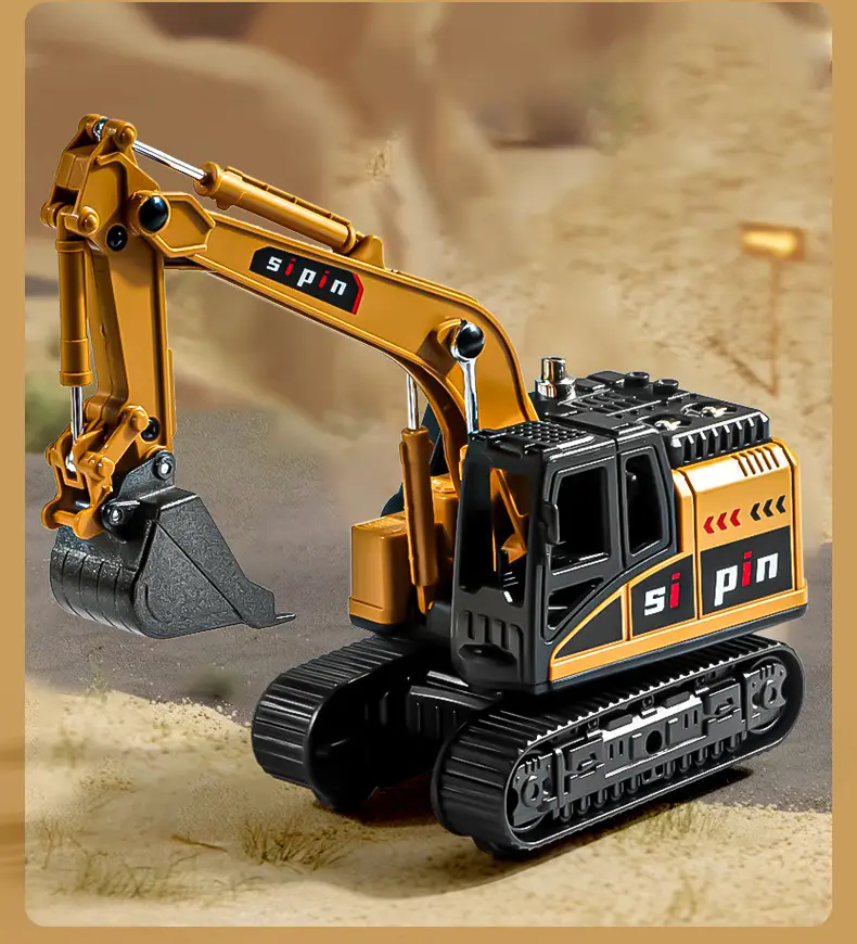 Inertia Alloy Hand-Cranked Excavator Construction Vehicle Toy for Boys, Digger, Bulldozer, Baby Model Ornament Gift — feature 3