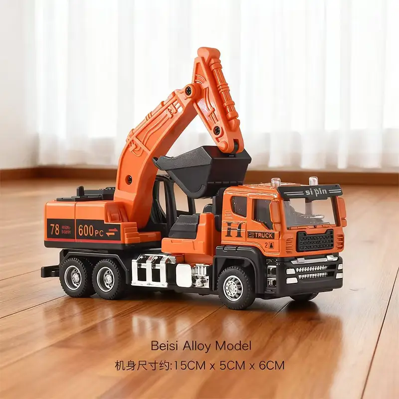 Inertia Alloy Hand-Cranked Excavator Construction Vehicle Toy for Boys, Digger, Bulldozer, Baby Model Ornament Gift