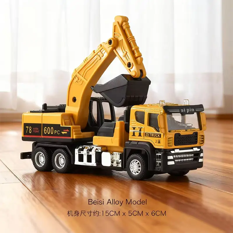Inertia Alloy Hand-Cranked Excavator Construction Vehicle Toy for Boys, Digger, Bulldozer, Baby Model Ornament Gift