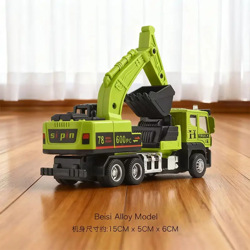 Inertia Alloy Hand-Cranked Excavator Construction Vehicle Toy for Boys, Digger, Bulldozer, Baby Model Ornament Gift