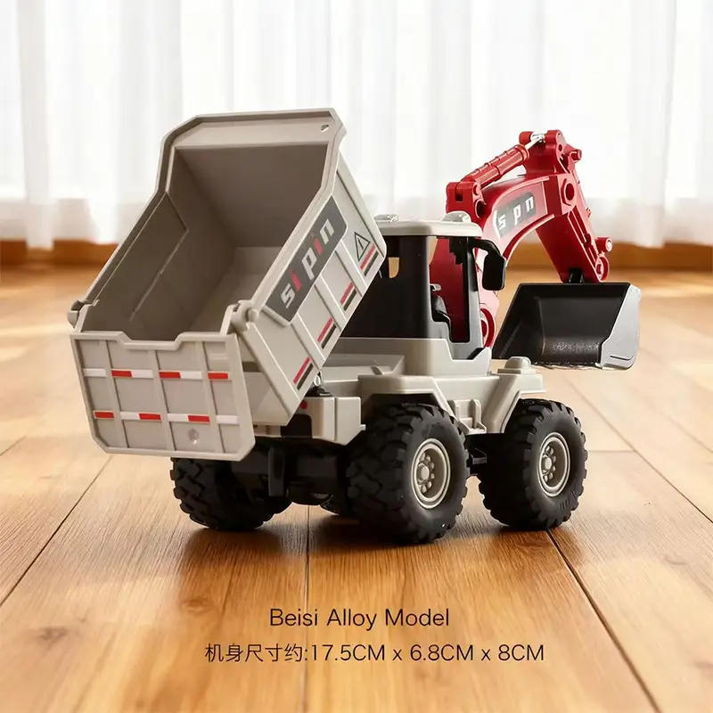 Inertia Alloy Hand-Cranked Excavator Construction Vehicle Toy for Boys, Digger, Bulldozer, Baby Model Ornament Gift