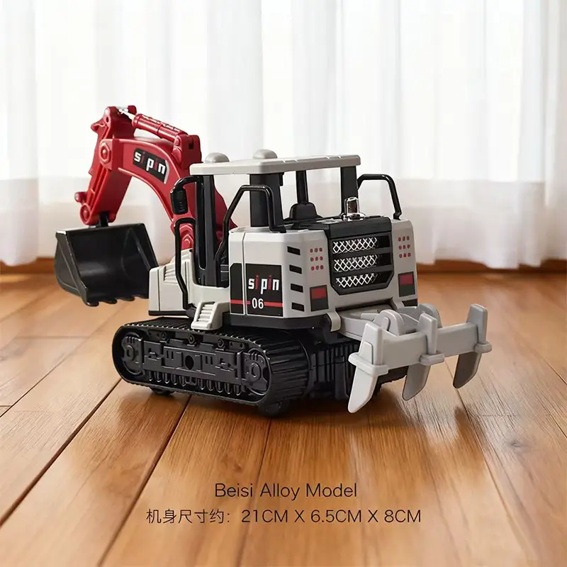 Inertia Alloy Hand-Cranked Excavator Construction Vehicle Toy for Boys, Digger, Bulldozer, Baby Model Ornament Gift