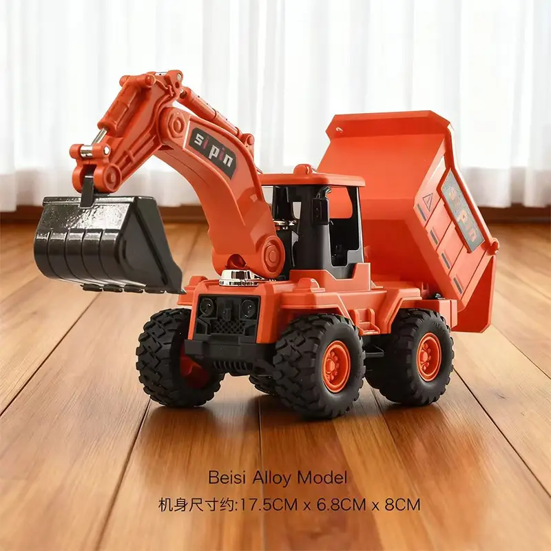 Inertia Alloy Hand-Cranked Excavator Construction Vehicle Toy for Boys, Digger, Bulldozer, Baby Model Ornament Gift