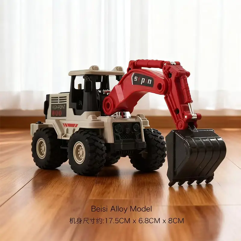 Inertia Alloy Hand-Cranked Excavator Construction Vehicle Toy for Boys, Digger, Bulldozer, Baby Model Ornament Gift