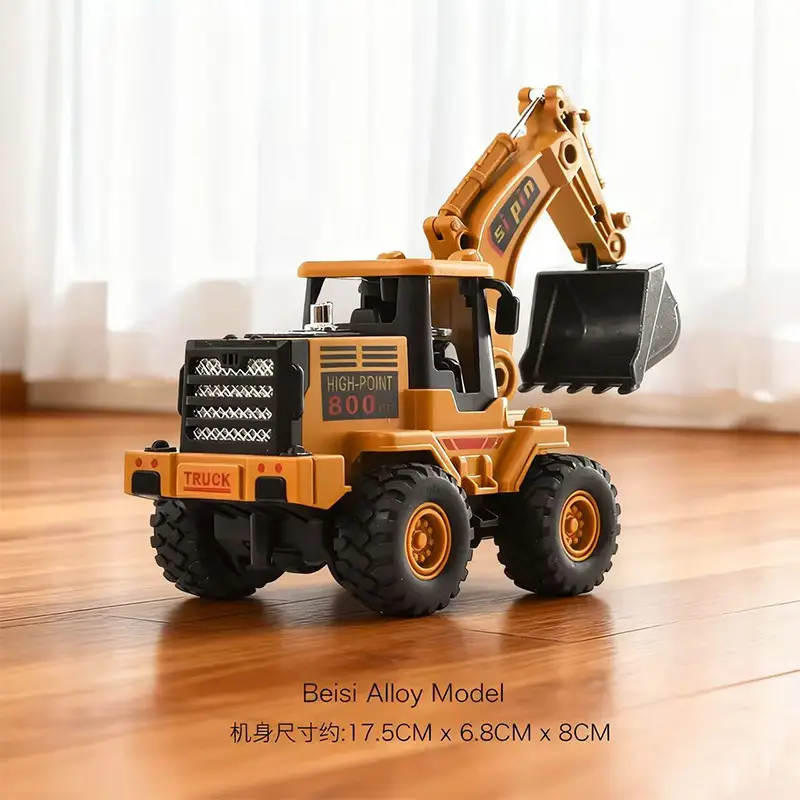 Inertia Alloy Hand-Cranked Excavator Construction Vehicle Toy for Boys, Digger, Bulldozer, Baby Model Ornament Gift