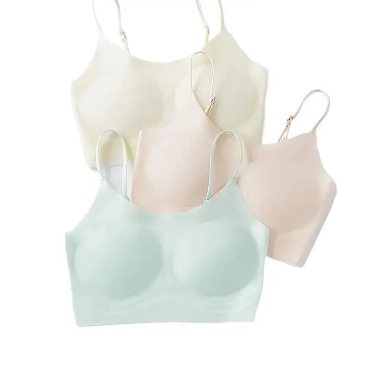 Zhiyincao Same Style Junior High School Girls' Bra, Cool-Feel Developmental Sports Shaping Bra for Girls, Green Cotton