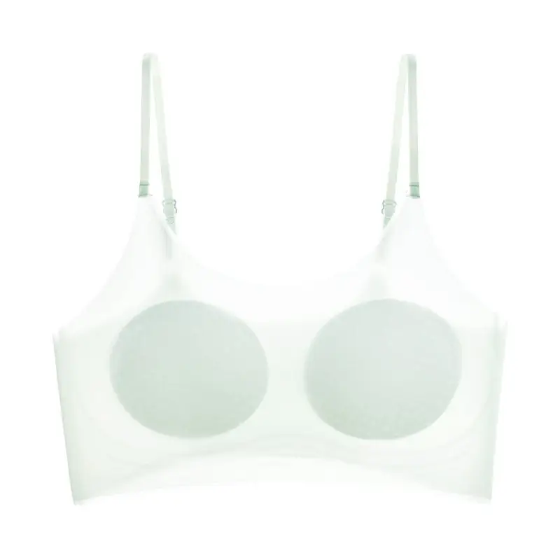 Zhiyincao Same Style Junior High School Girls' Bra, Cool-Feel Developmental Sports Shaping Bra for Girls, Green Cotton