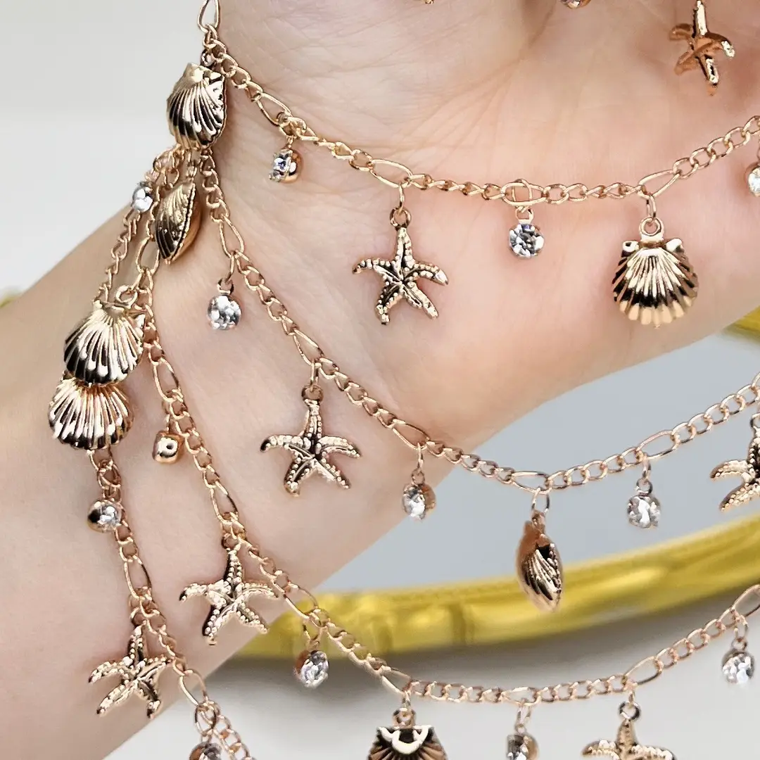 DIY Jewelry Chain with High Color Retention, Starfish and Shell Handmade Chain, Loose Chain, Cross-Border Ocean Series, Ancient Style Hanfu Accessories