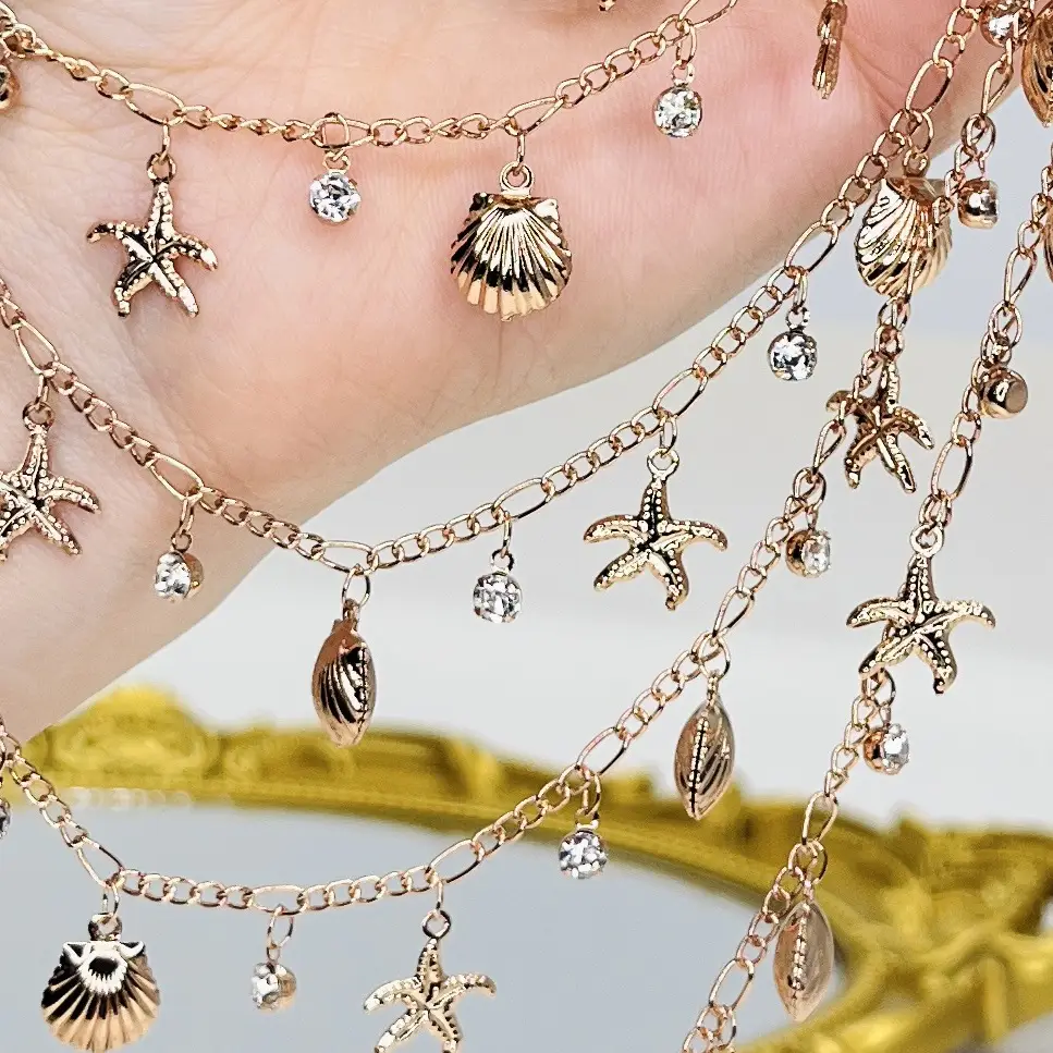 DIY Jewelry Chain with High Color Retention, Starfish and Shell Handmade Chain, Loose Chain, Cross-Border Ocean Series, Ancient Style Hanfu Accessories — feature 5