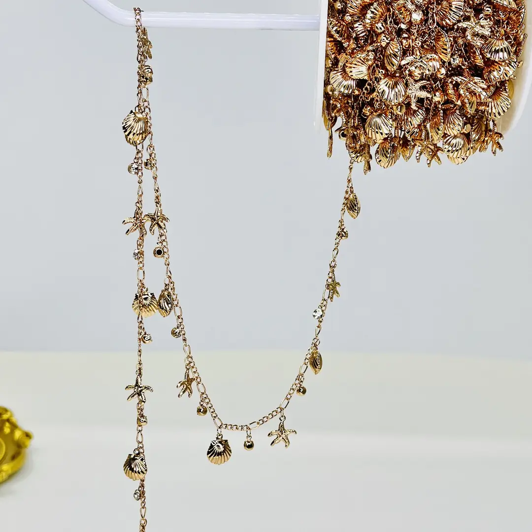 DIY Jewelry Chain with High Color Retention, Starfish and Shell Handmade Chain, Loose Chain, Cross-Border Ocean Series, Ancient Style Hanfu Accessories — feature 9