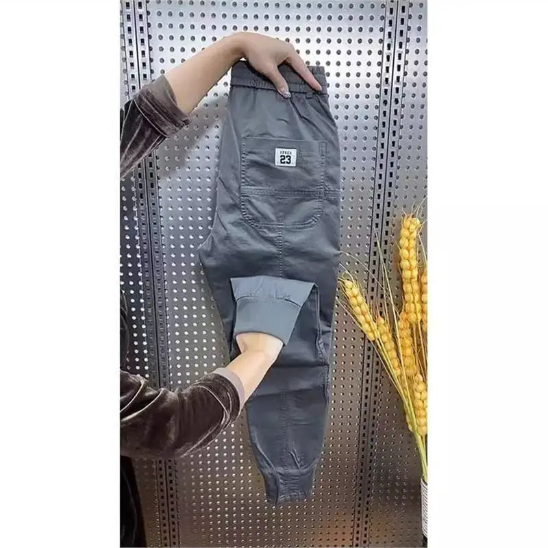 Autumn and Winter Men's Trendy Brand Fleece-Lined Casual Pants, Slim Fit Versatile Thickened Jogger Pants, Luxury High-End Warm Harem Pants