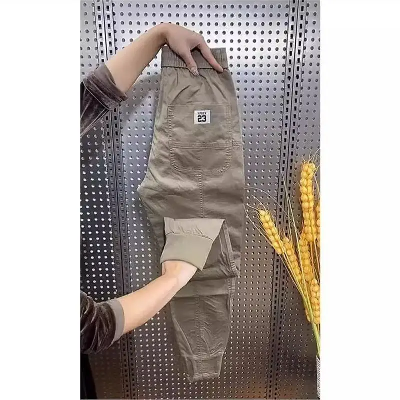 Autumn and Winter Men's Trendy Brand Fleece-Lined Casual Pants, Slim Fit Versatile Thickened Jogger Pants, Luxury High-End Warm Harem Pants