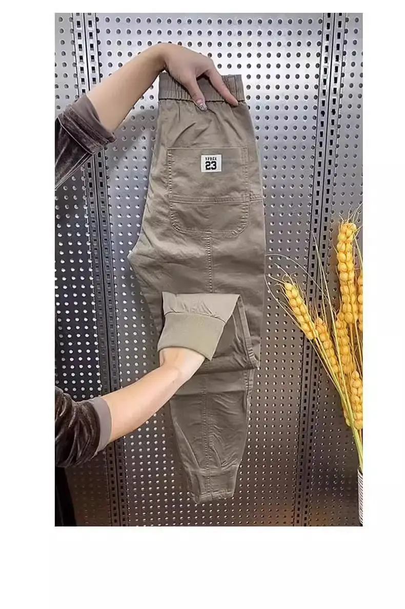 Autumn and Winter Men's Trendy Brand Fleece-Lined Casual Pants, Slim Fit Versatile Thickened Jogger Pants, Luxury High-End Warm Harem Pants — feature 6
